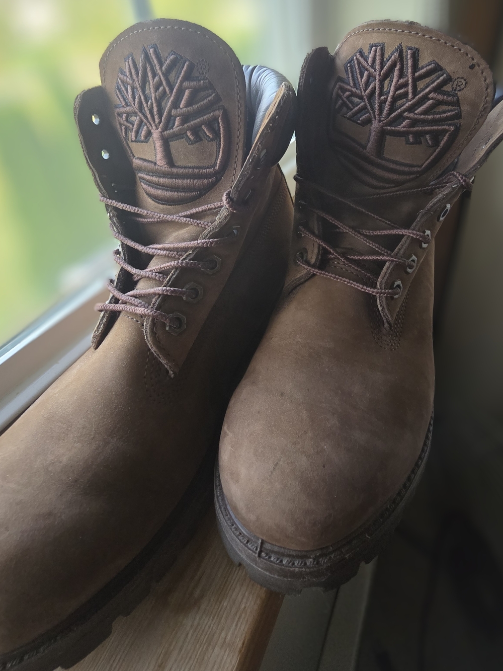 Timberland Brown Nubuck Work Boots with Embroidered Logo